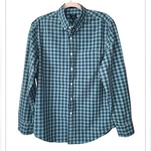 J.CREW FLEX WASHED Men’s large 
Blue Check Cotton‎ Stretch Button-Up
Shirt